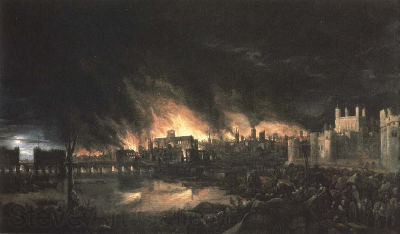 unknow artist samtida malning av branden i london 1666 Spain oil painting art